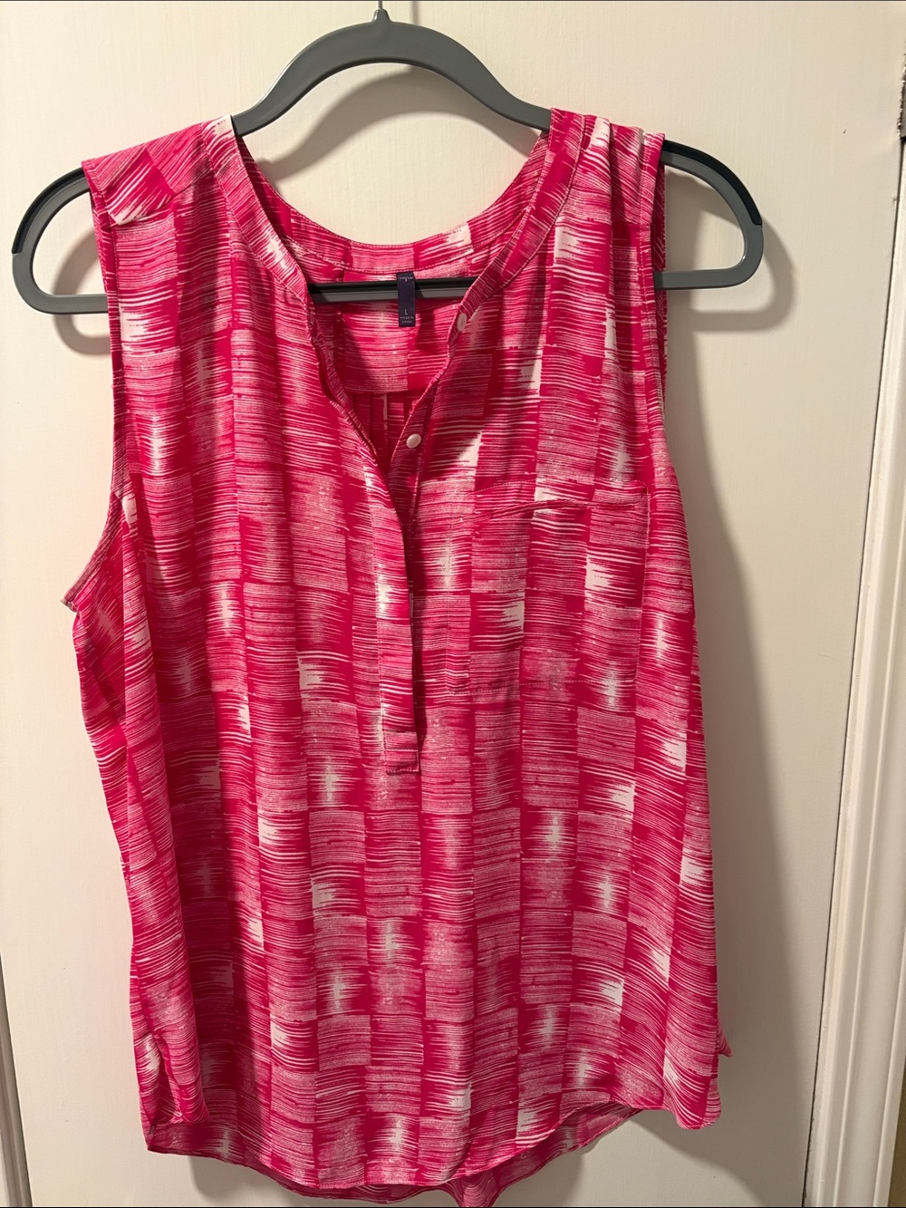 NYDJ Pink and White Sleeveless Henley Camisole